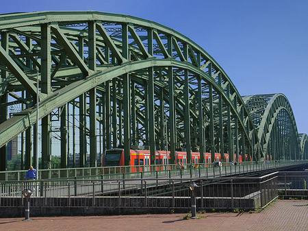 Hohenzollernbrücke mit Zug