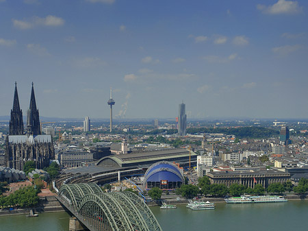 Hohenzollernbrücke und Kölner Dom aus der Ferne