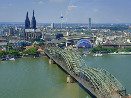 Hohenzollernbrücke und Kölner Dom aus der Ferne